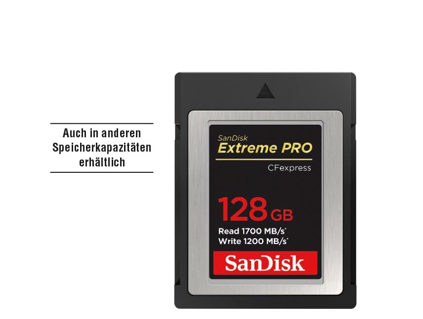 SanDisk Extreme PRO® CFexpress™ Typ B 128 GB Speicherkarte SanDisk Extreme PRO® CFexpress™ Typ B<br />
128 GB Speicherkarte
