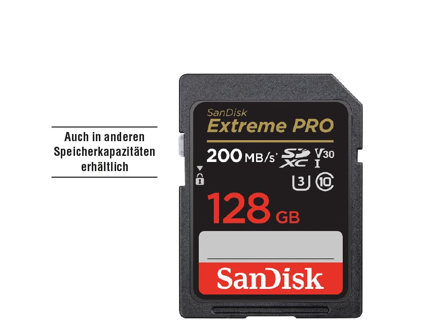 SanDisk Extreme PRO® SDXC™ 128 GB UHS-I Speicherkarte SanDisk Extreme PRO® SDXC™<br />
128 GB UHS-I Speicherkarte