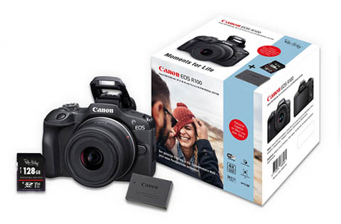 Canon EOS R100 + 18-45mm IS STM Special Edition mit Canon LP-E17 Akku+PH128GB SD